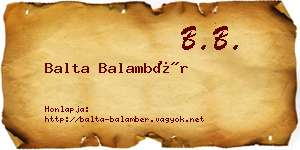Balta Balambér névjegykártya